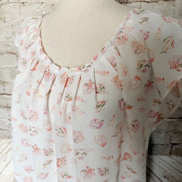 Lauren Conrad seashell chiffon blouse - Picture 3 of 7